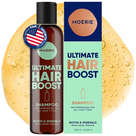 Moerie front packaging showing bottle and branding for confident hair