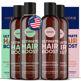 Moerie front view double set showing packaging and dual bottles for a complete regimen