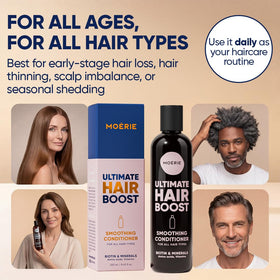 Moerie in-hand usage applying conditioner to hair for improved manageability benefit