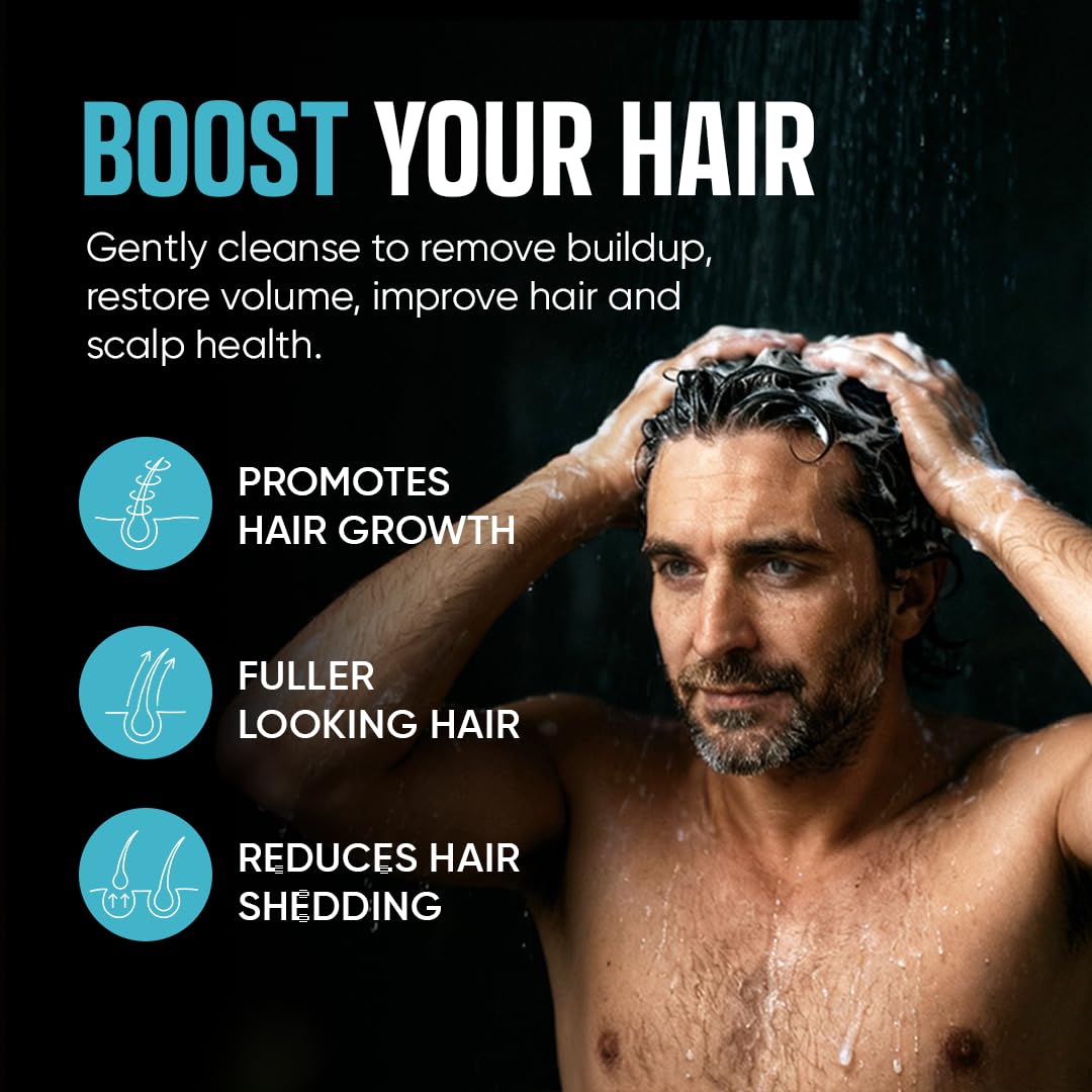 moerie bottle in shower being used to boost scalp health