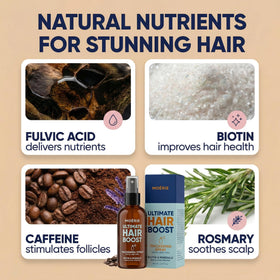 Moerie rosemary and biotin ingredient display highlighting natural nutrient support