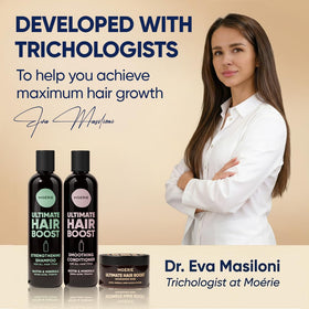 Moerie comparison scale showing fuller-looking longer hair benefit