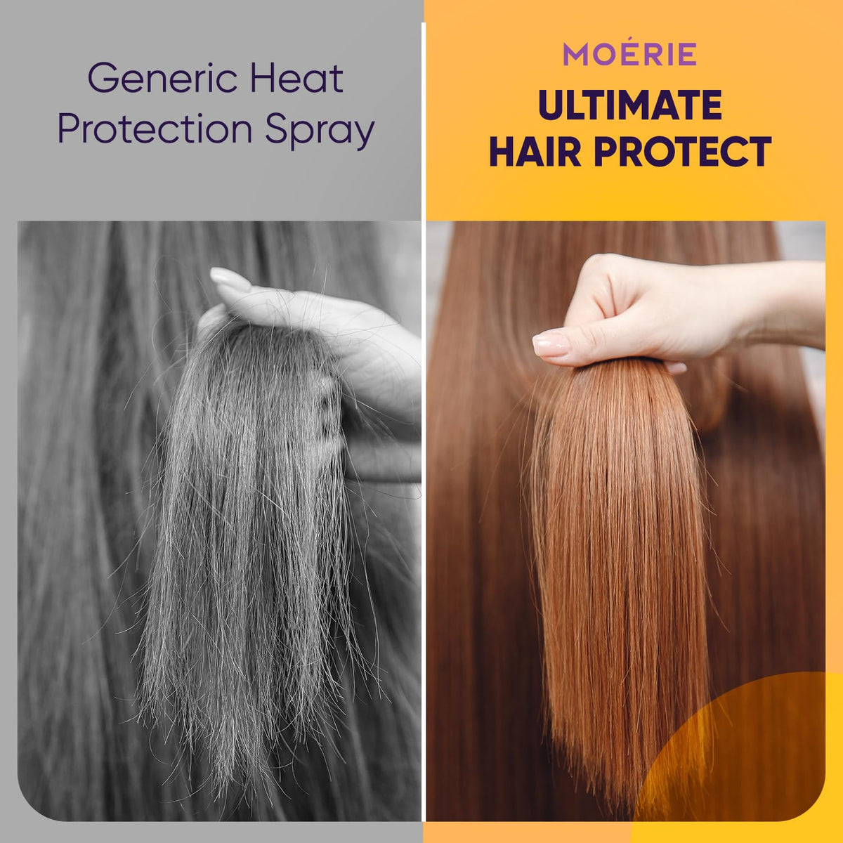 Moerie used during blow-dryer styling illustrating frizz control and styling support