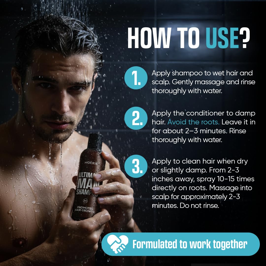 Moerie scalp spray nozzle detail showing targeted application for thinning areas