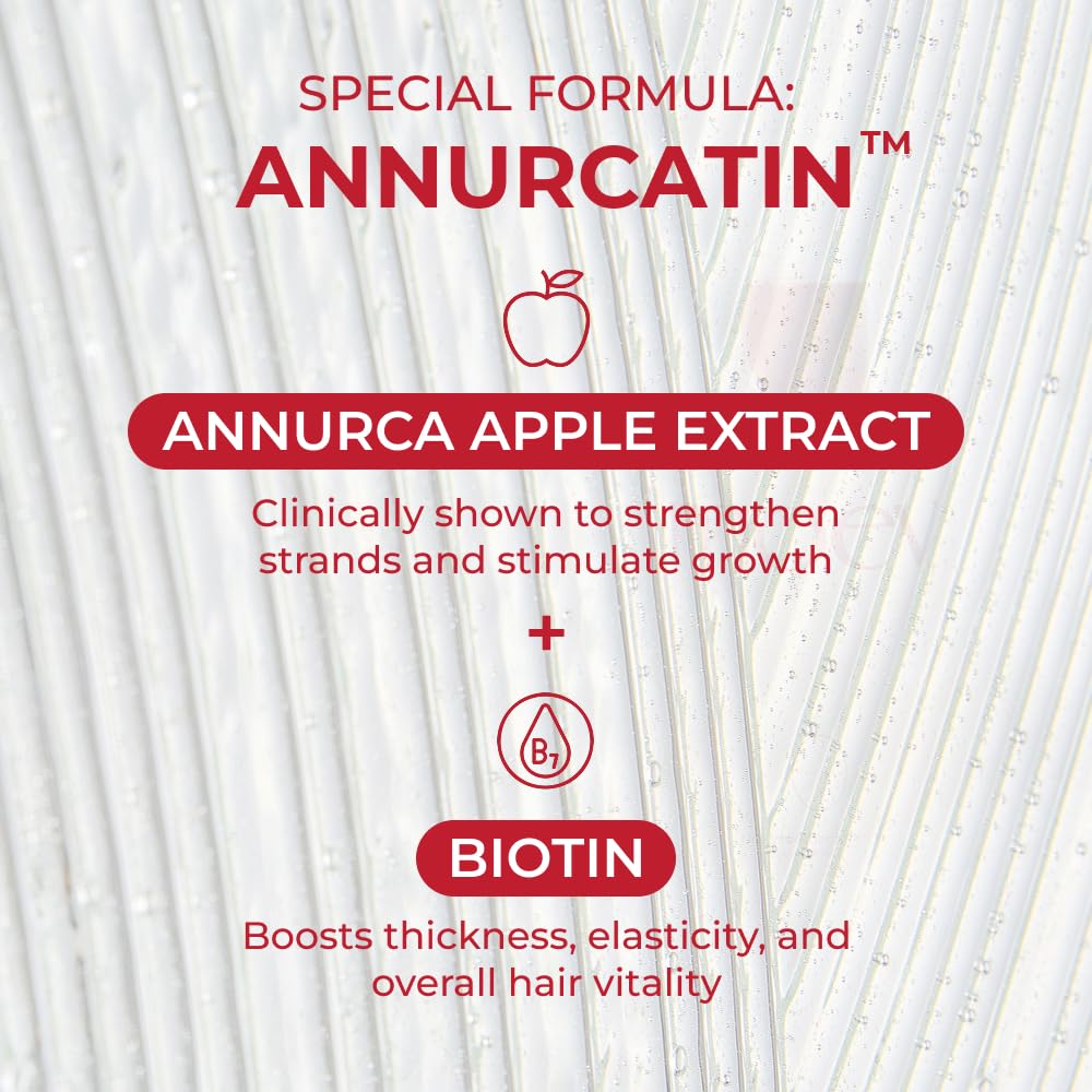 MOEV label close-up highlighting Annurca apple extract and biotin benefits
