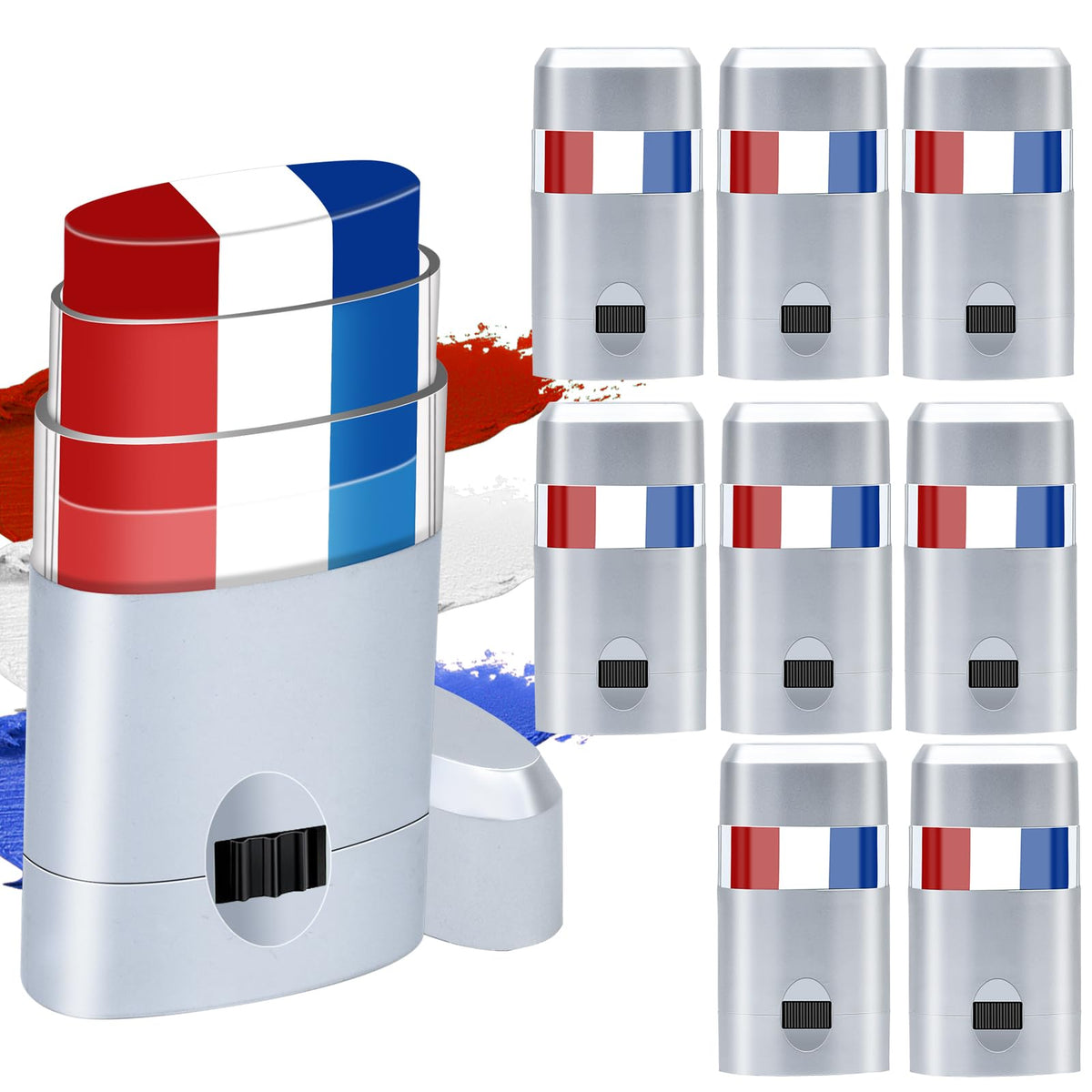 Mofuiry front packaging showing patriotic color set and portability benefit