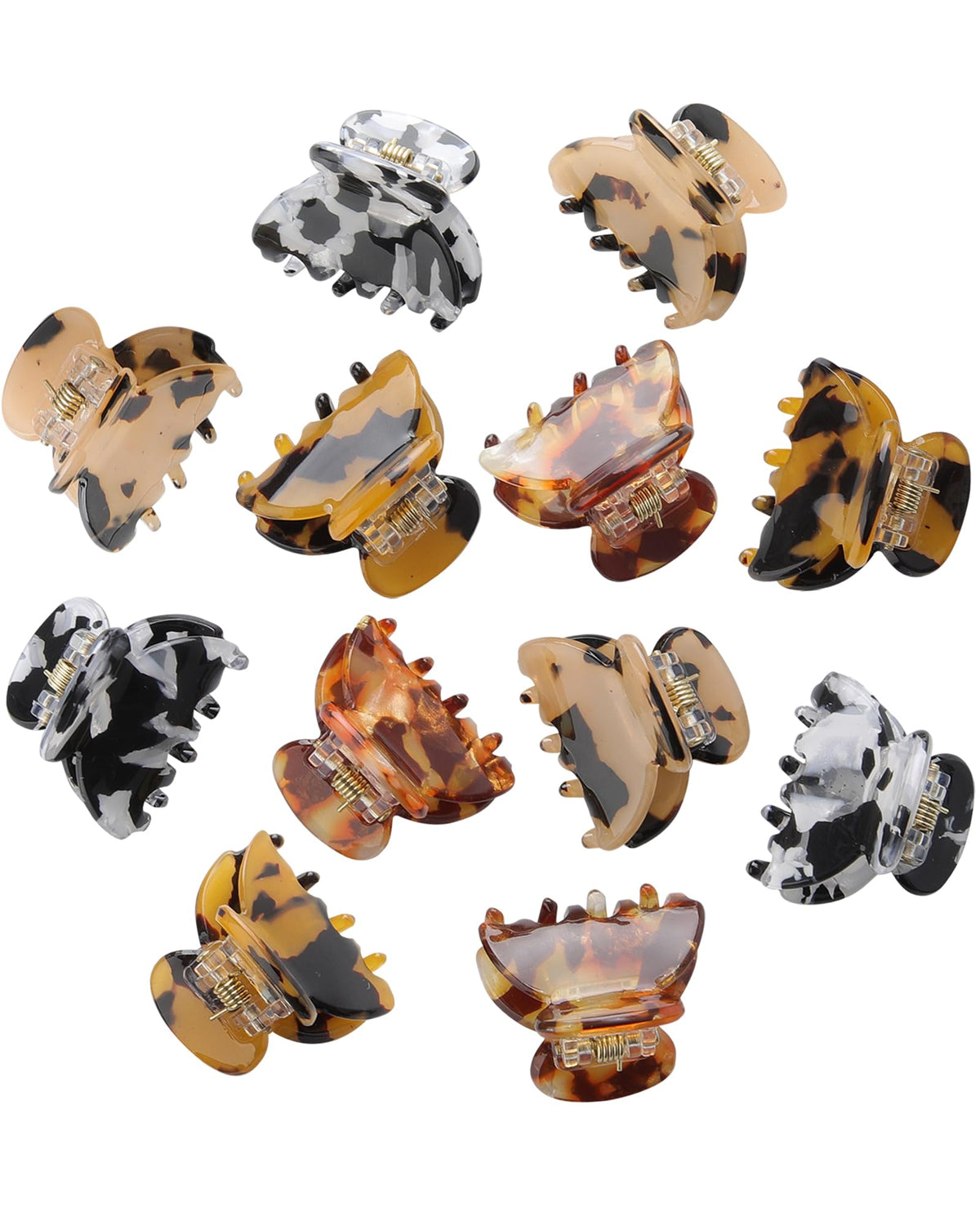 Molans front packaging showing 12 amber claw clips for neat storage and quick grab
