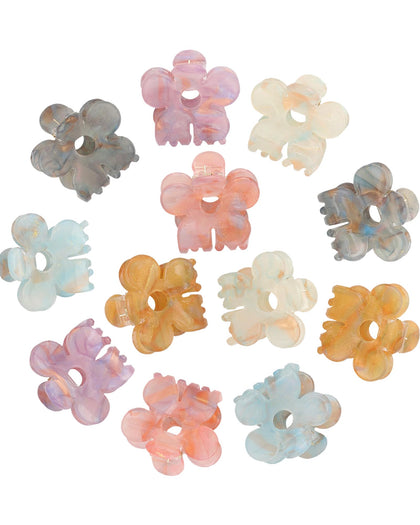 molans front packaging showing 12 sequin-flower mini jaw clamps for easy styling