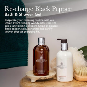 Molton Brown pump close-up highlighting durable dispenser for controlled use