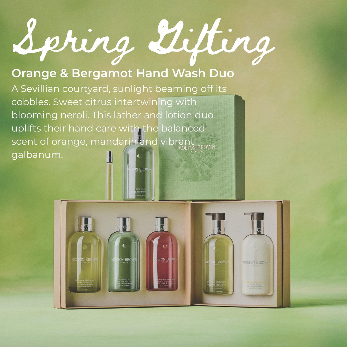 Molton Brown bottle label close-up highlighting brand and fragrance details