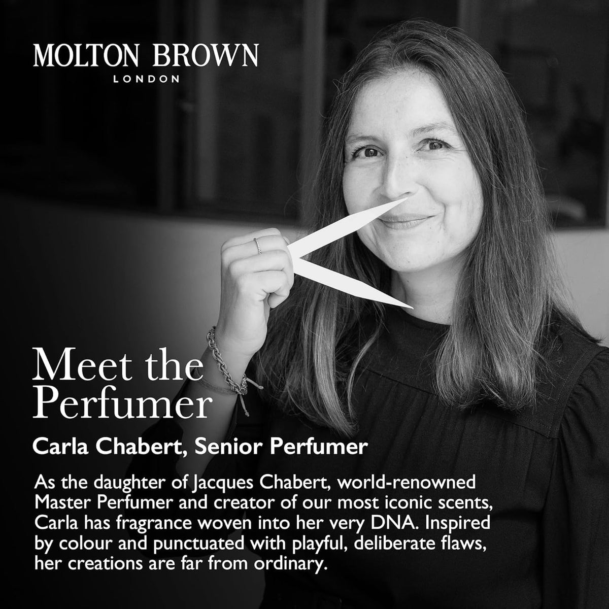 Molton Brown label detail highlighting fragrance notes and product info