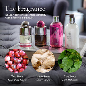 Molton Brown lather on hand illustrating rich foam and gentle cleansing