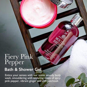 Molton Brown pouring gel close-up showing rich texture and easy dispensing