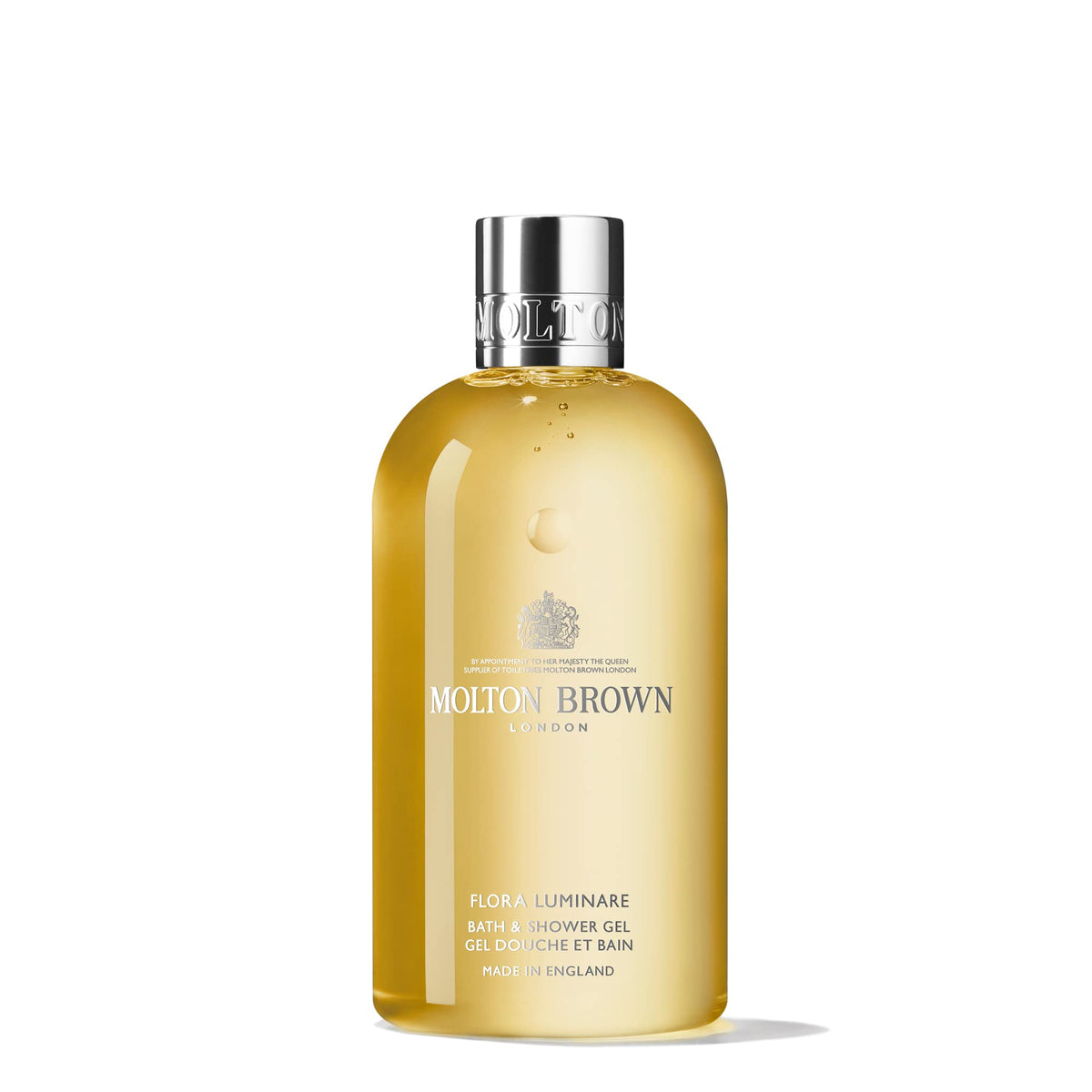 Molton Brown front bottle shot showing scent and clean design, highlights luxe presentation