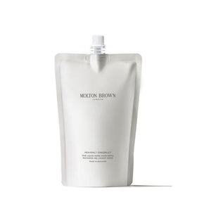 Molton Brown front packaging showing refill pouch and eco benefit