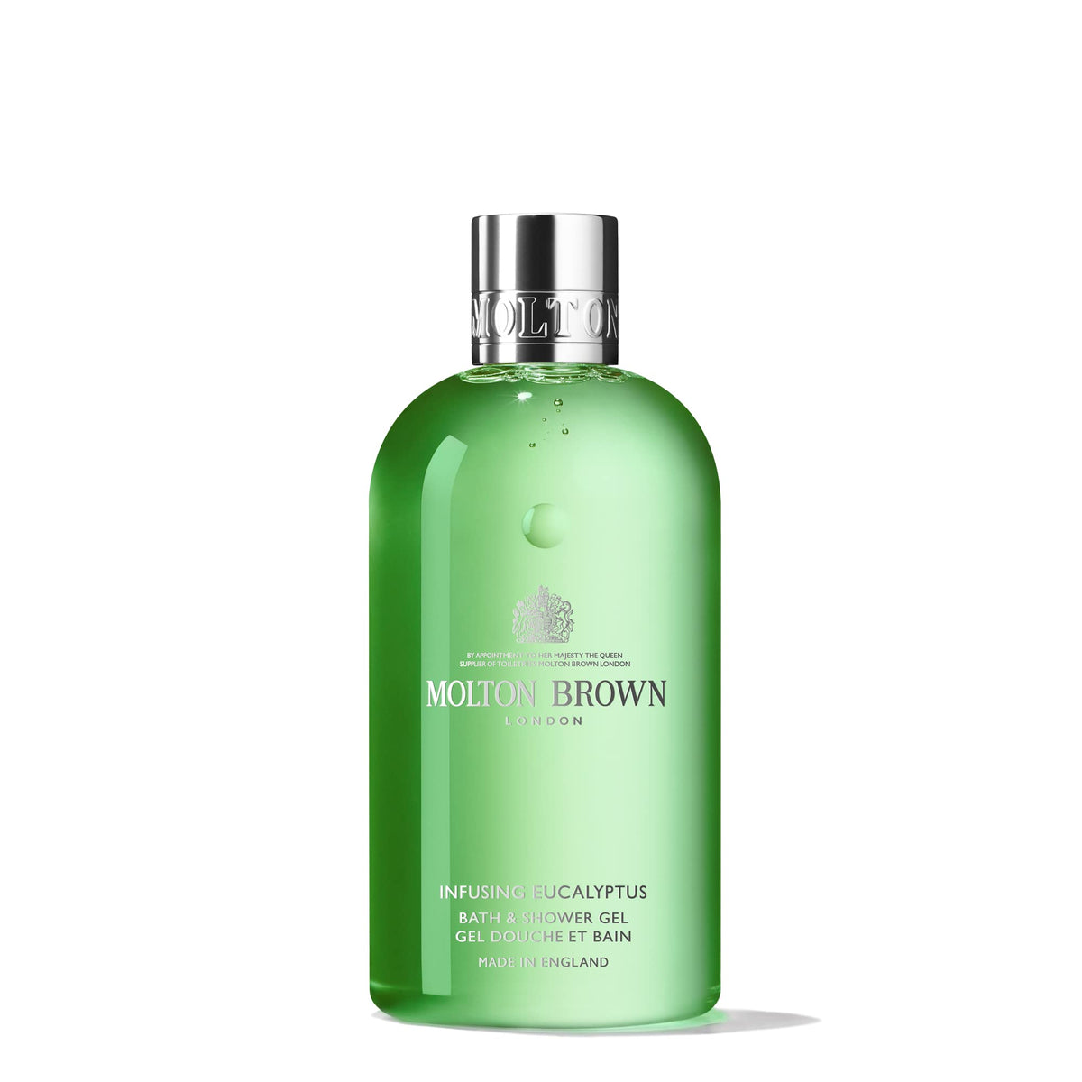 Molton Brown front bottle view showing eucalyptus scent and refreshing benefit