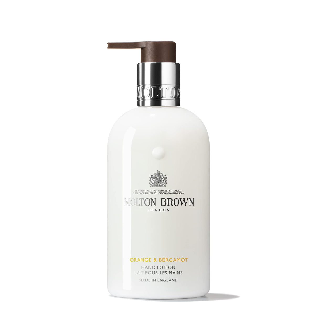 Molton Brown front packaging showing citrus bottle and moisturizing benefit