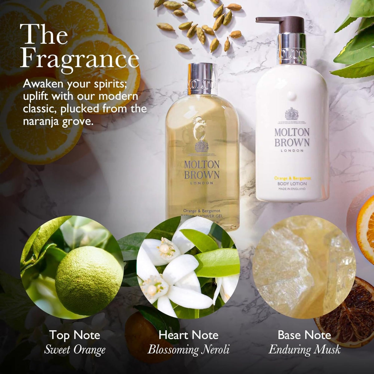 Molton Brown ingredients label close-up highlighting vegetarian and paraben-free benefit