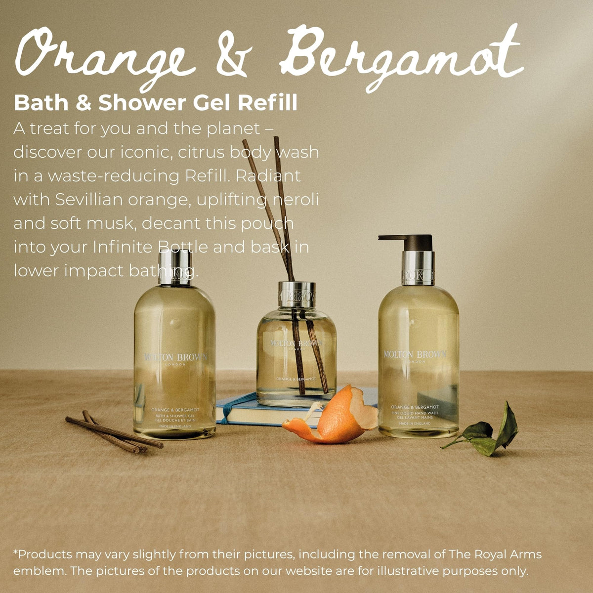 Molton Brown refill pouring close-up into bottle demonstrating easy refill benefit