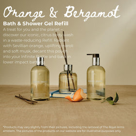 Molton Brown refill pouring close-up into bottle demonstrating easy refill benefit
