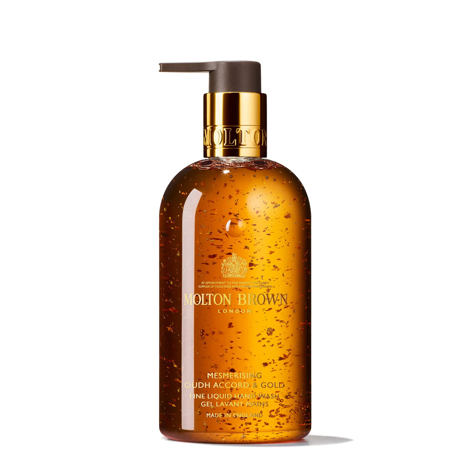 Molton Brown front bottle showing label and luxurious appearance