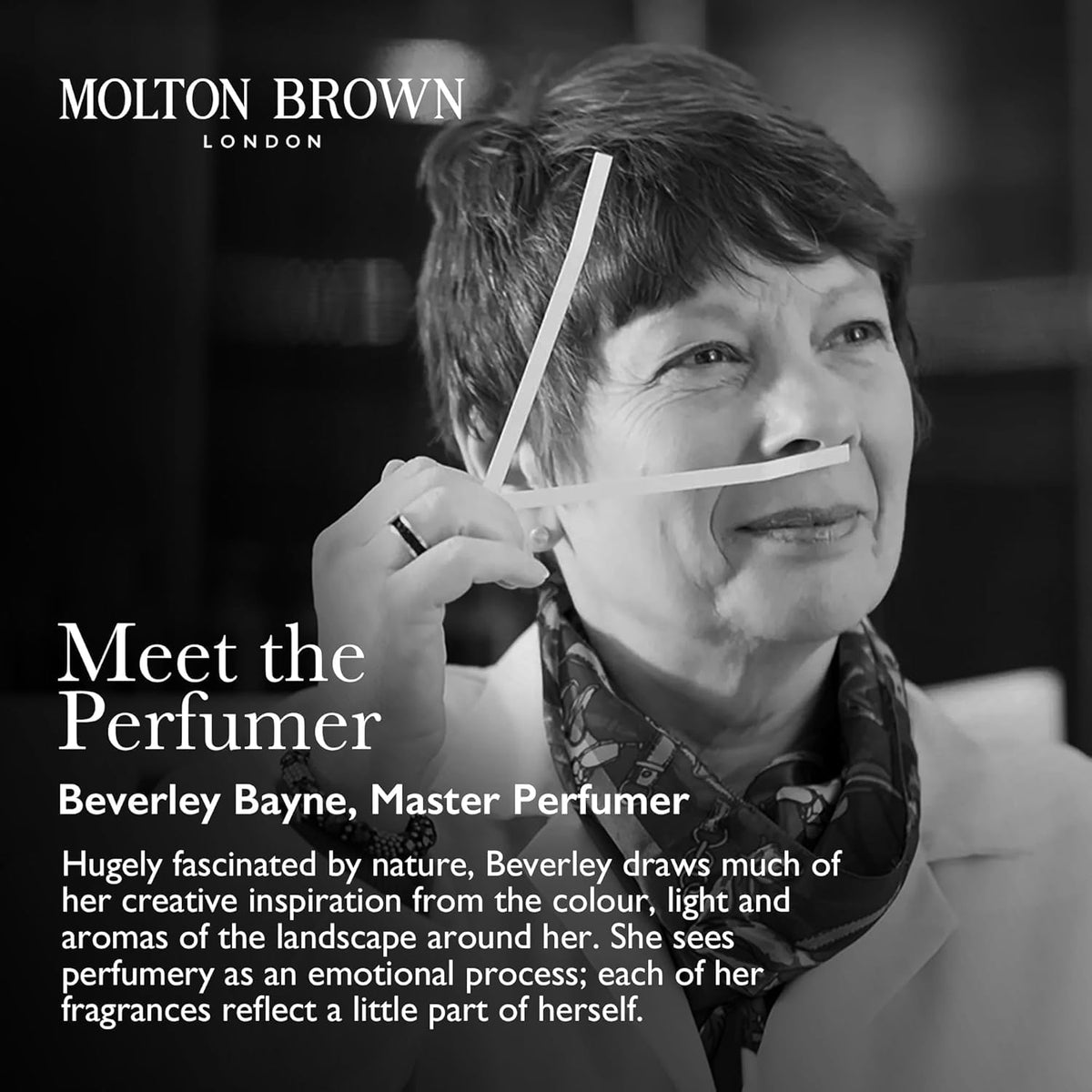 Molton Brown pouring onto sponge in shower to illustrate easy use and foaming
