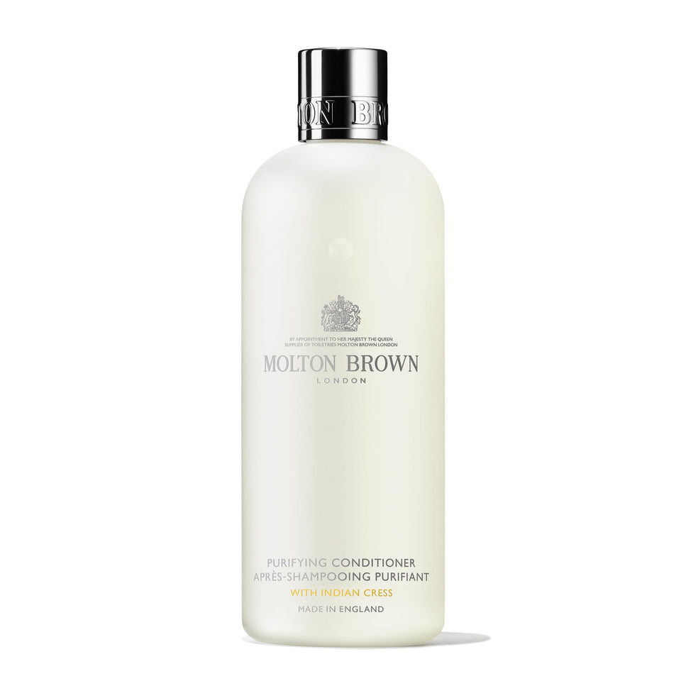 Molton Brown front bottle showing label and size, elegant branding benefit