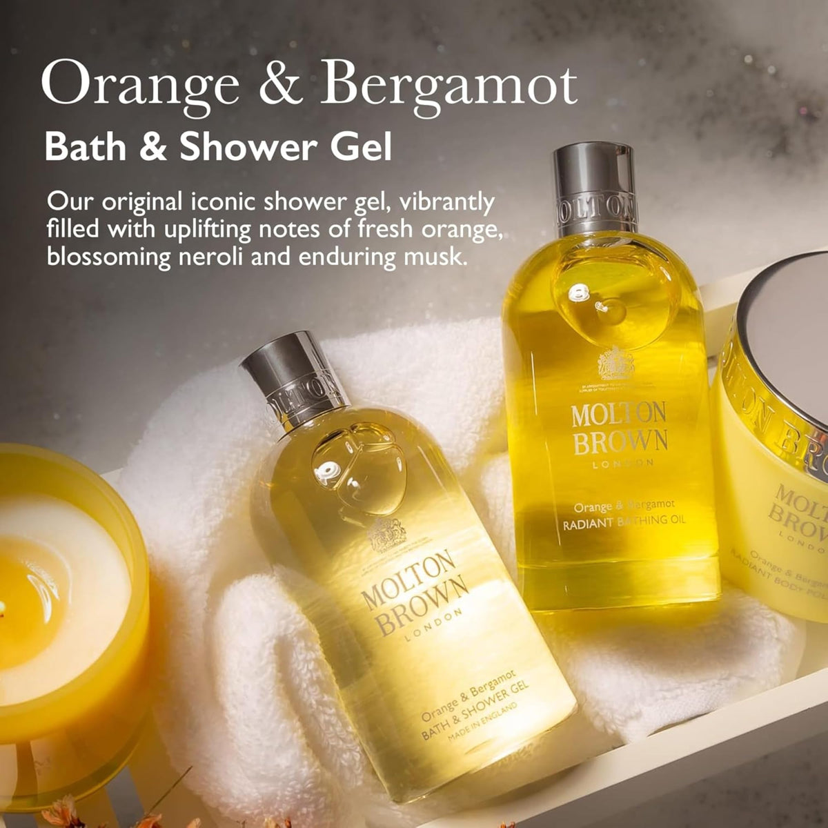 Molton Brown gel lather close-up displaying rich foam and cleansing texture