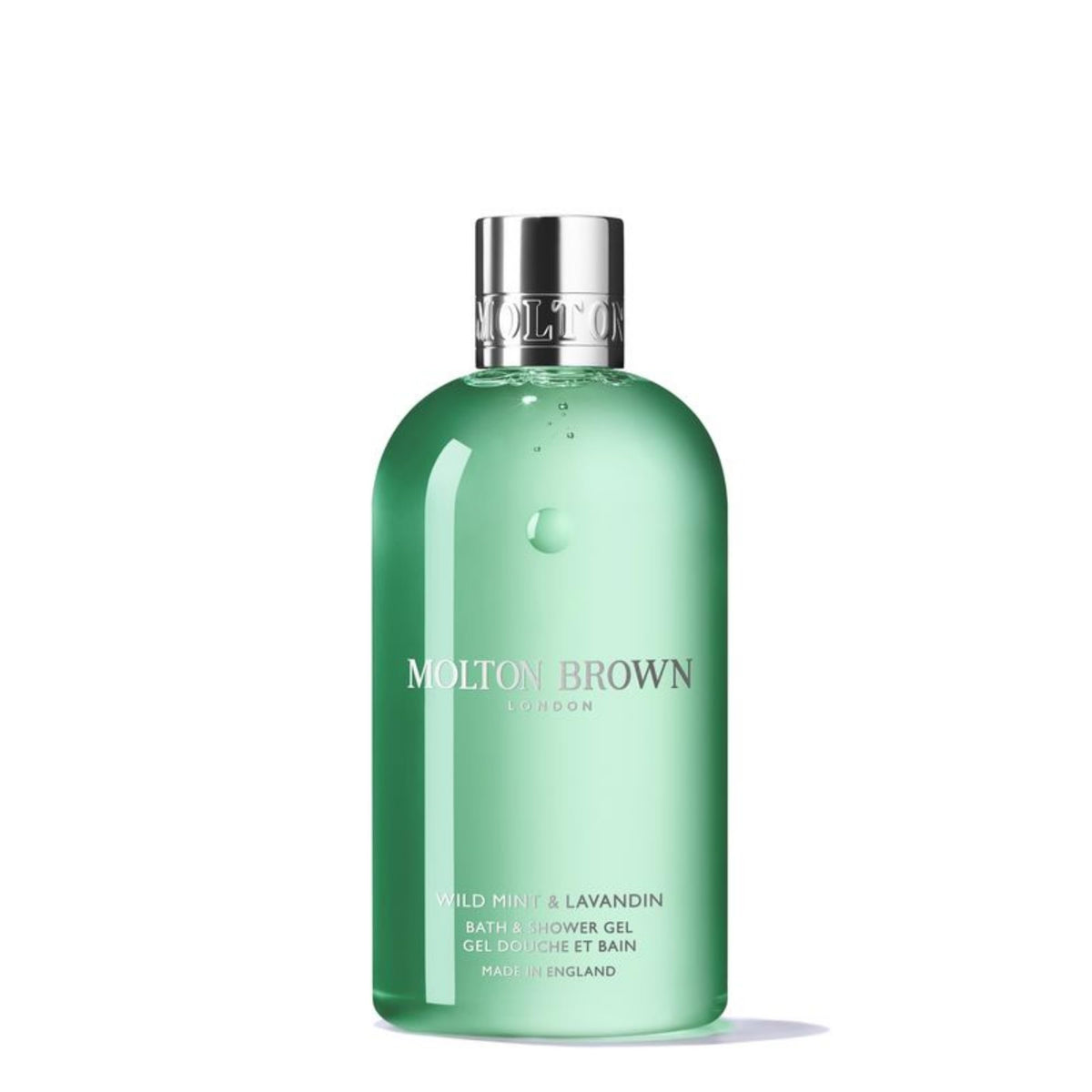 Molton Brown bottle front view showing fresh mint fragrance benefit