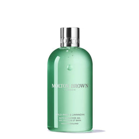 Molton Brown bottle front view showing fresh mint fragrance benefit