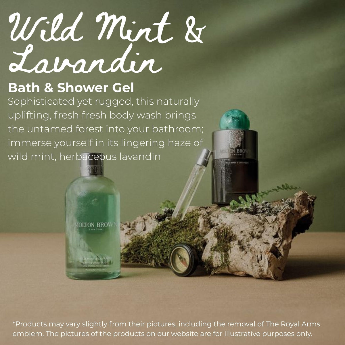 Molton Brown label close-up showcasing scent notes and premium packaging benefit