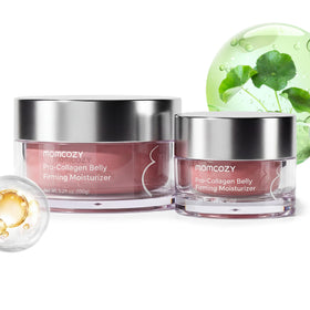 Momcozy front packaging jar and tube showing set benefits