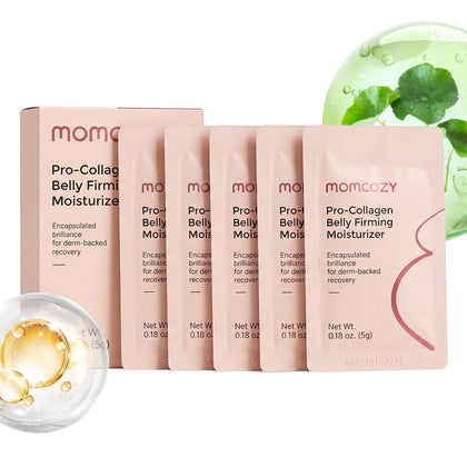 Momcozy front packet view showing trial sachets and clear benefits