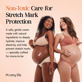 MOMMY LIFE application demo on stomach demonstrating smooth moisturizing