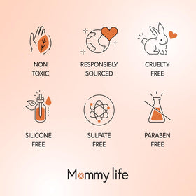 MOMMY LIFE label detail highlighting manuka honey and vitamin E