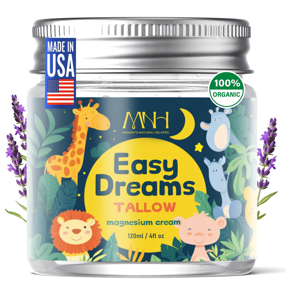 Mommy's Natural Helpers front packaging of Easy Dreams lotion showing product benefits