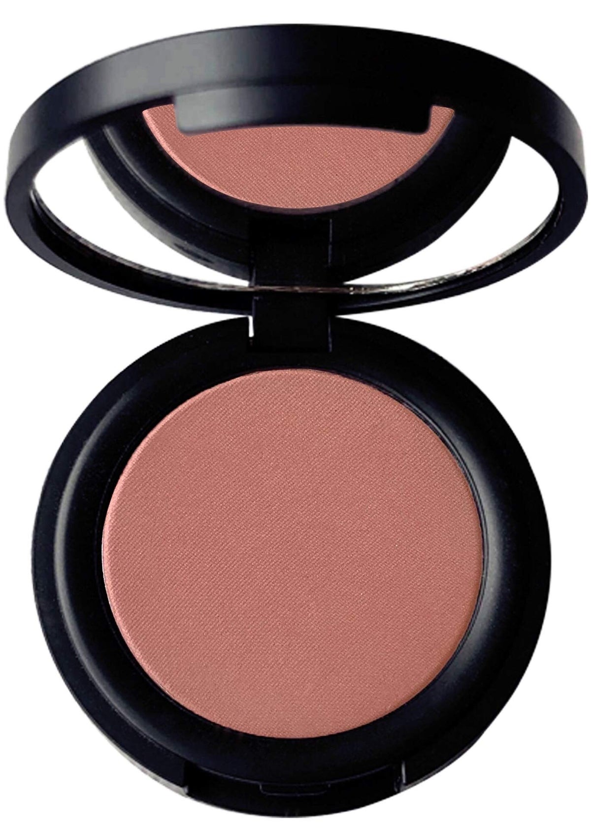 Mom's Secret compact front view showing Dusty Rose shade and natural finish