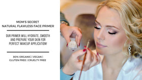 Applying Mom's Secret primer on face demonstrating smoother makeup base