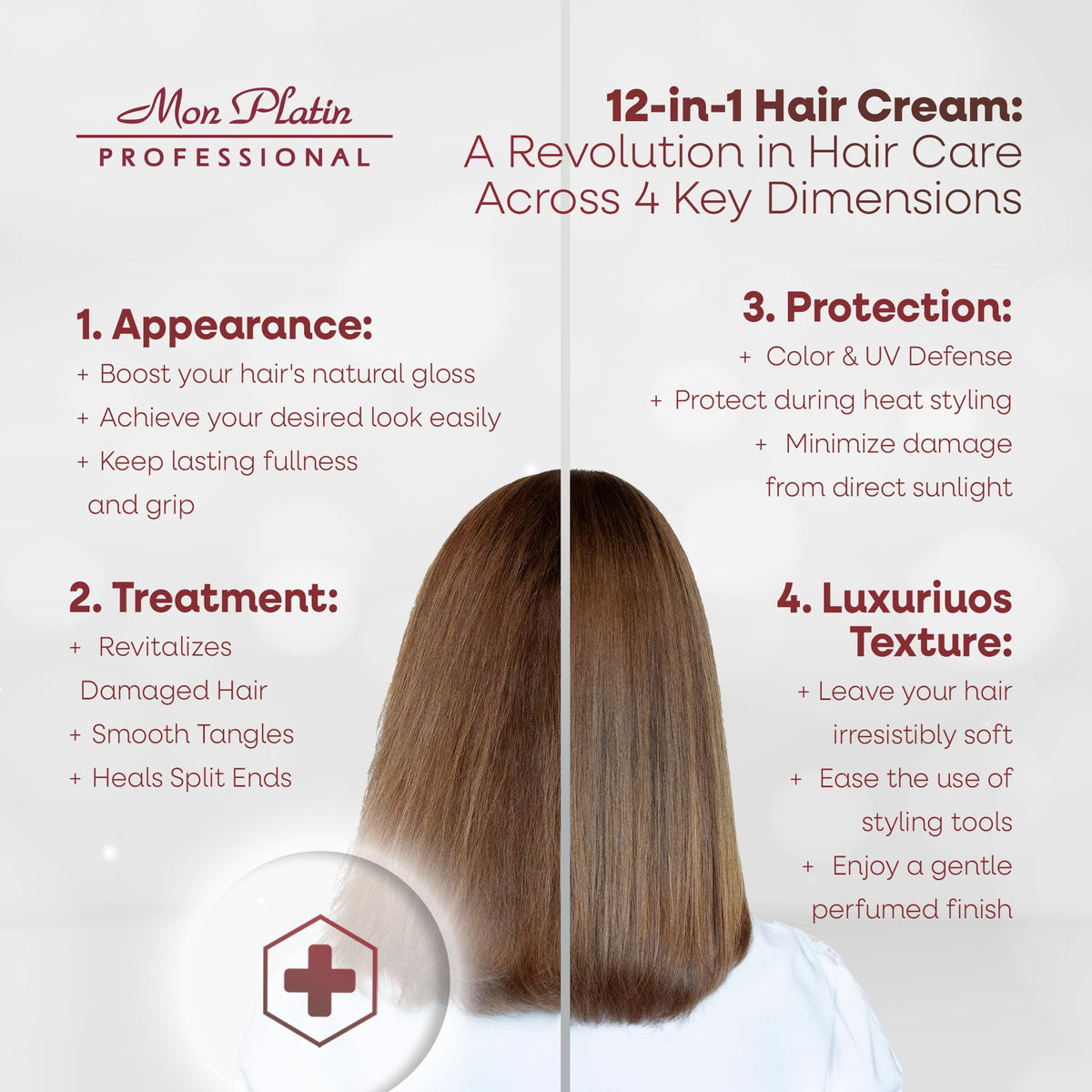 Mon Platin Professional applied on damp hair improving manageability