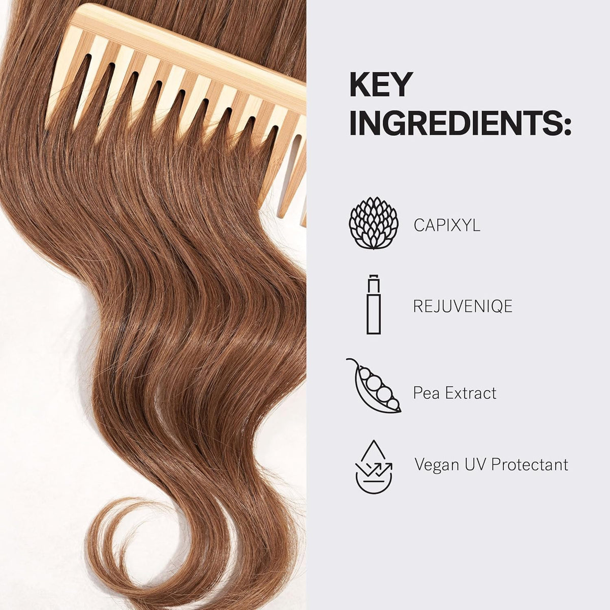 MONAT applying product to damp hair illustrating detangling and smoothness benefit