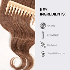 MONAT applying product to damp hair illustrating detangling and smoothness benefit