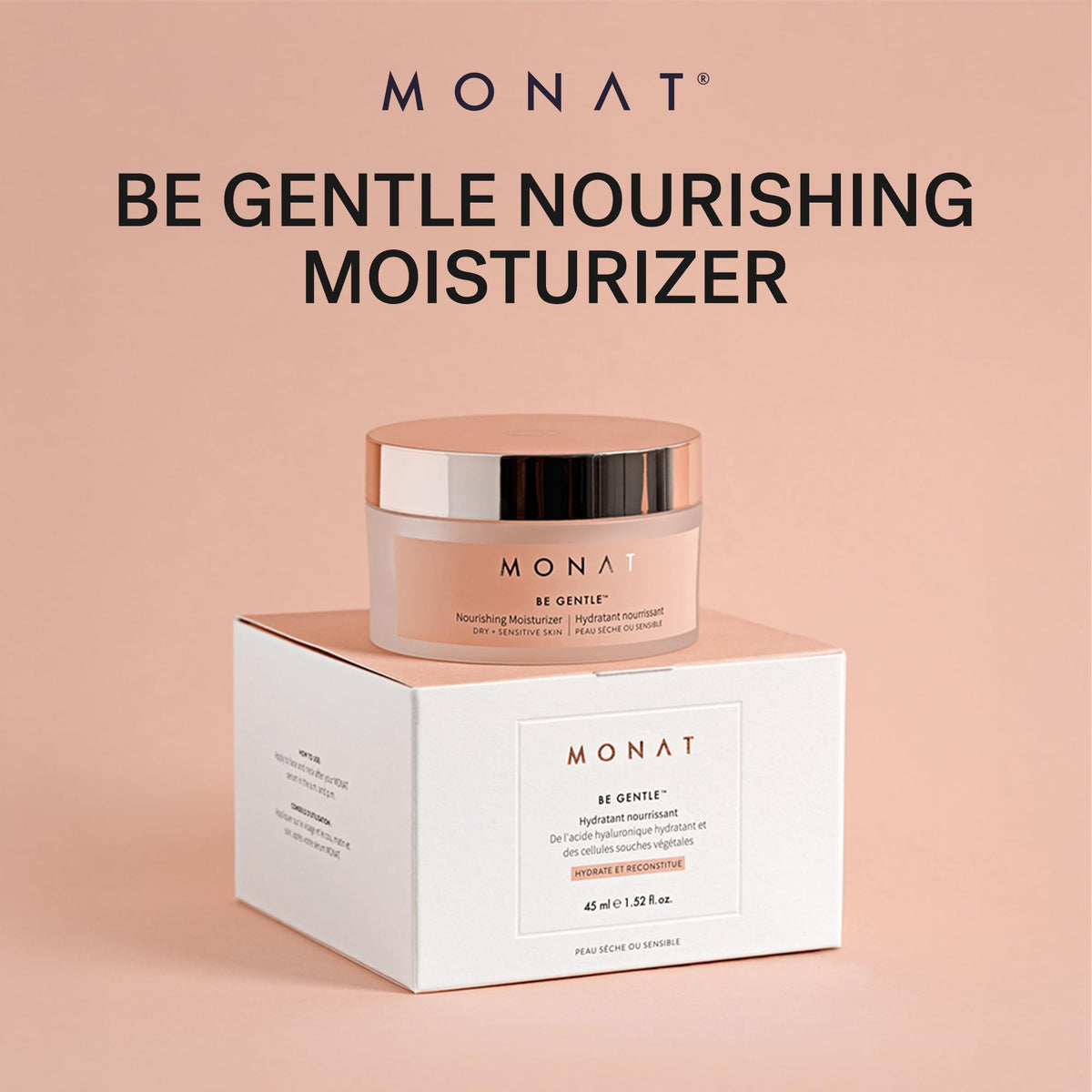MONAT applied to jawline and neck illustrating calming hydration benefit