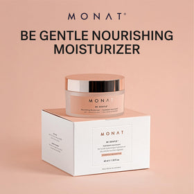 MONAT applied to jawline and neck illustrating calming hydration benefit
