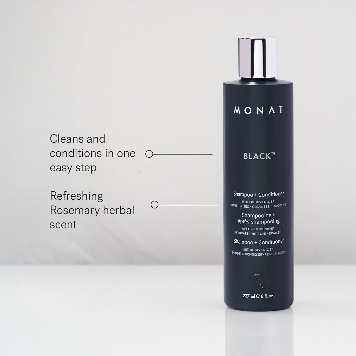 MONAT Black label close-up highlighting signature ingredients list
