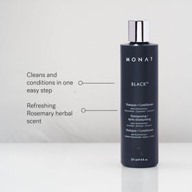 MONAT Black label close-up highlighting signature ingredients list