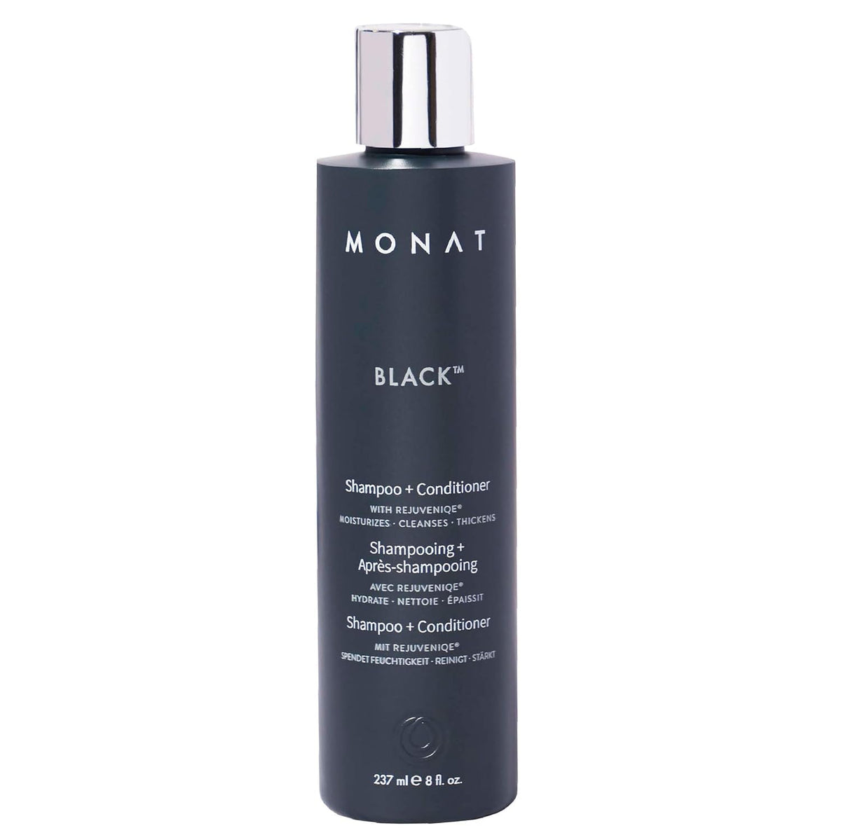 MONAT Black front packaging showing bottle and label benefits