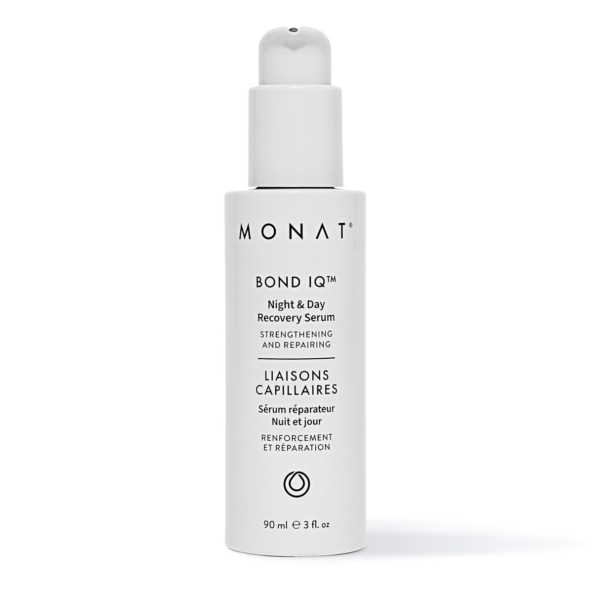 MONAT bottle front packaging showing label and 90 ml size benefits