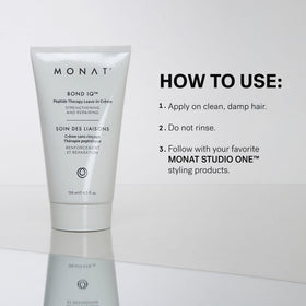 MONAT product beside ruler indicating 134 ml size for scale and portability