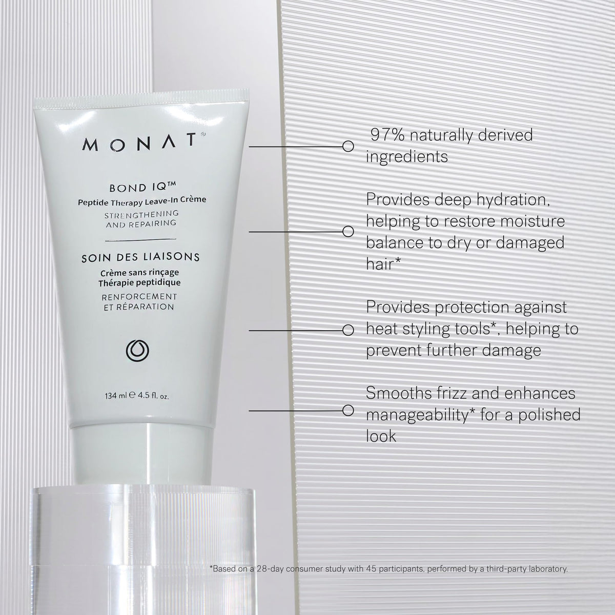 MONAT cream texture on hand showing lightweight feel and easy spreadability