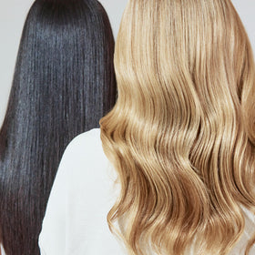 MONAT conditioner being applied to midlengths illustrating detangling and smooth finish benefits